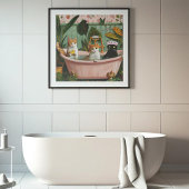 Purren und Blasen: Eine katzenartige Bath-Szene Poster