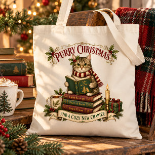 Purrer Weihnachten Cozy Cat Buchliebhaber Tragetasche
