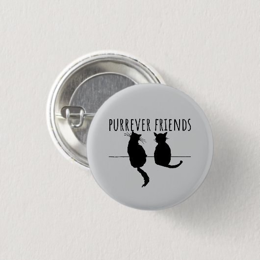 Purrever Friends Cute Cat Best Friends Button (Vorne & Hinten)
