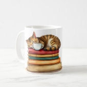 Purrfect Brew Cat Sleeping In Coffee Whimsical Mug Kaffeetasse (Vorderseite Links)
