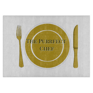 Purrfect Chef | Dekoratives Glas Schneidbrett Schneidebrett