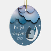 Purrfect Christmas Cats on the Moon Custom Keramik Ornament (Rechts)