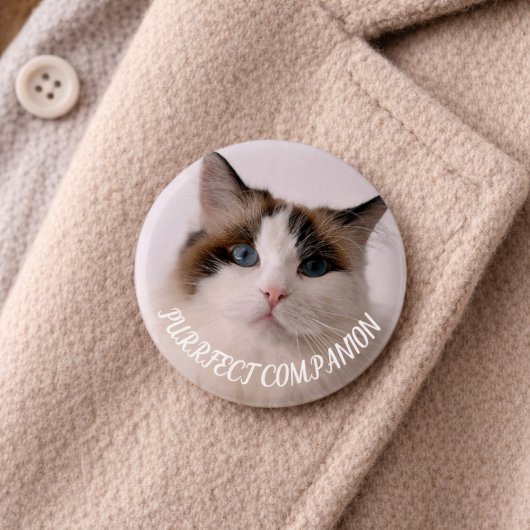 Purrfect Companion Custom Pet Photo Cat Lover Button