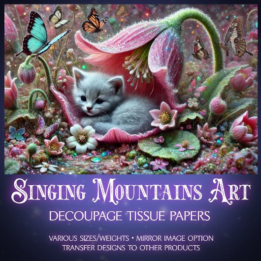 Purrfect Garden Cat Magic Decoupage Seidenpapier