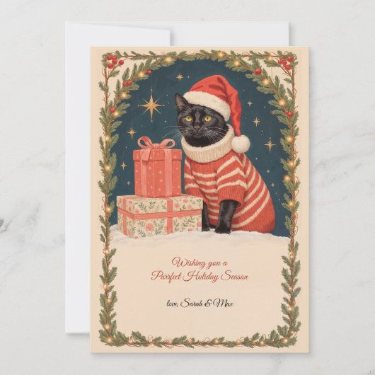 Purrfect Holiday Season Holiday Card Feiertagskarte (Vorderseite)