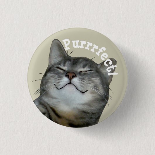 Purrfect Lächelnde Kätzin Button (Vorderseite)