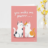 Purrfect Love Cute Cats Card Karte (Gelbe Blume)