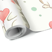 Purrfect Love Parade – Cats & Heart Balloons Geschenkpapier (Rolleneckpunkt)