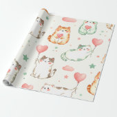 Purrfect Love Parade – Cats & Heart Balloons Geschenkpapier (Ungerollt)