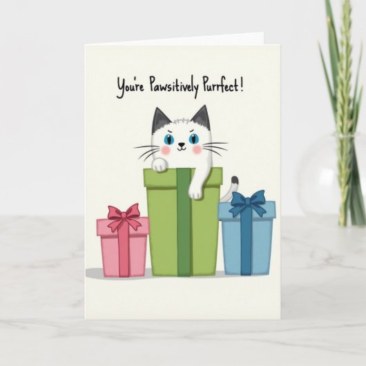 Purrfect Mothers Day Gift Box Card Karte (Vorderseite)