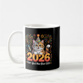 Purrfect New Year 2026 Cute Cat Fireworks Celebrat Kaffeetasse (Links)