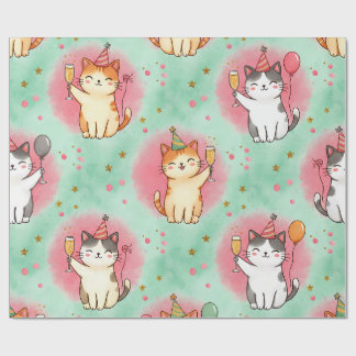 Purrfect Party Cats – Festive Celebration Pattern Geschenkpapier