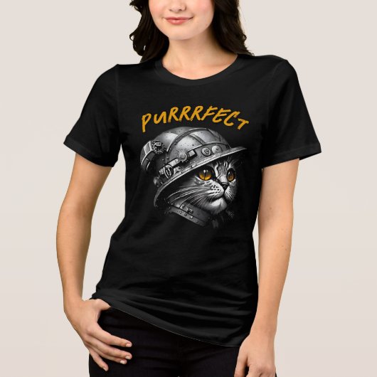 Purrfect Steampunk Cat T-Shirt Tri-Blend Shirt (Vorderseite)