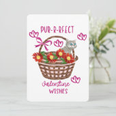 Purrfect Valentine Wishes Feiertagskarte (Stehend Vorderseite)