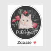 PURRfect White Cat Aufkleber oder Ihr Katzen Name (Blatt)