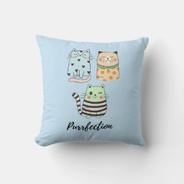 Purrfection Cute Kawaii Pattern Cats Art Kissen