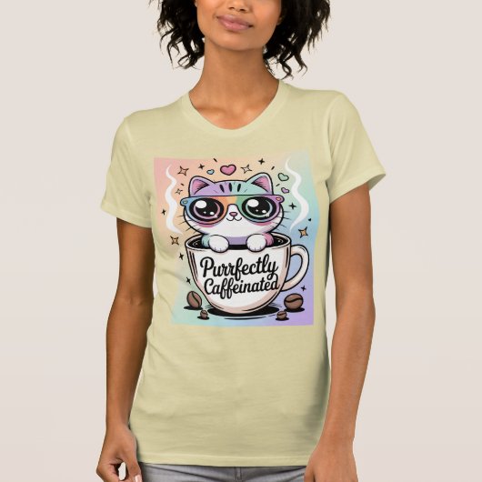 Purrfectly Caffeinated T-Shirt (Vorderseite)