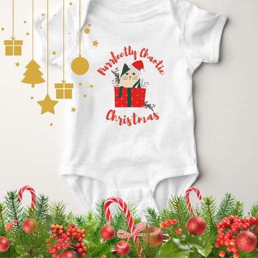 Purrfectly Chaotic Christmas Funny Holiday Cat  Baby Strampler
