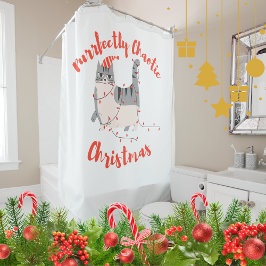 Purrfectly Chaotic Christmas Funny Holiday Cat Duschvorhang