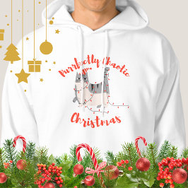 Purrfectly Chaotic Christmas Funny Holiday Cat Hoodie