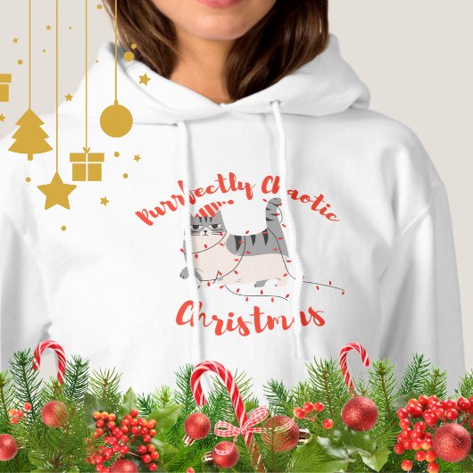 Purrfectly Chaotic Christmas Funny Holiday Cat  Hoodie