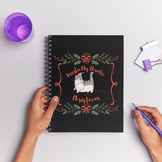Purrfectly Chaotic Christmas Funny Holiday Cat Notizblock