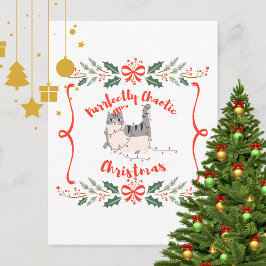 Purrfectly Chaotic Christmas Funny Holiday Cat Postkarte