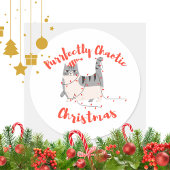 Purrfectly Chaotic Christmas Funny Holiday Cat  Runder Aufkleber