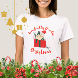 Purrfectly Chaotic Christmas Funny Holiday Cat  T-Shirt