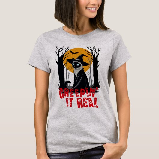 Purrfectly Creepin' It Real T-Shirt (Vorderseite)