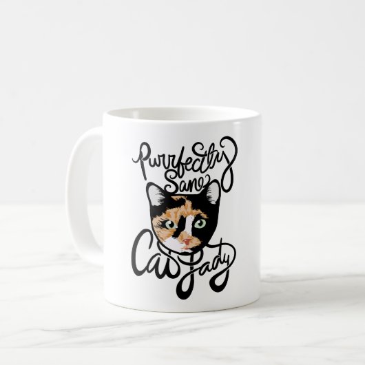 Purrfectly Sane Cat Lady Kaffeetasse (Vorderseite Links)