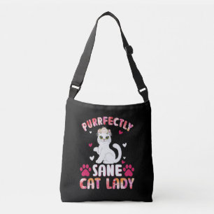 Purrfectly Sane Cat Lady Tragetaschen Mit Langen Trägern