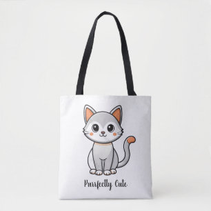 Purrfectly süße graue Katzenjunge wiederverwendbar Tasche