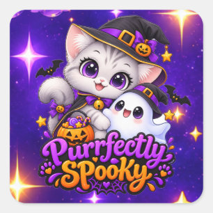 Purrfekt Gruselig – Süße Halloween-Katz Sticker