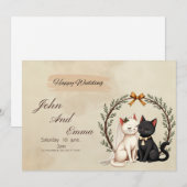 Purrfekt Union: John and Emma's Whimsical Wedding Einladung (Vorne/Hinten)