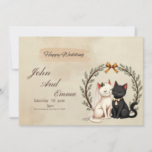 Purrfekt Union: John and Emma's Whimsical Wedding Einladung