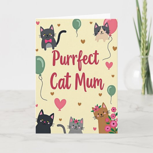 Purrfekte Mutter Feline Kunstkarte Karte (Vorderseite)