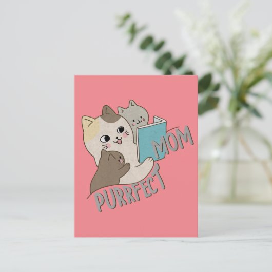Purrfekte Mutter Postkarte (Stehend Vorderseite)