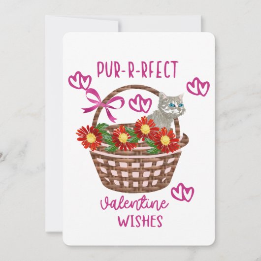 Purrfekte Valentinstagswünsche Feiertagskarte (Vorderseite)