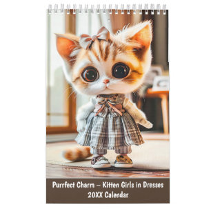 Purrfekter Charme – Kätzchen-Mädchen in Kleidern Kalender
