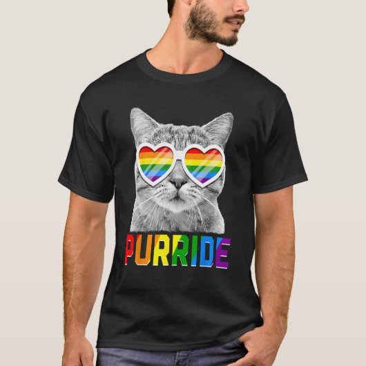 Purride Cat LGBT Rainbow Gay Pride Support LGBTQ T-Shirt (Vorderseite)