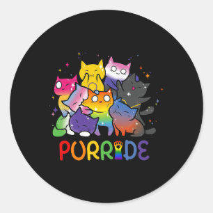 Purride Cat Pride Ally Lgbt Rainbow Animal Liebhab Runder Aufkleber