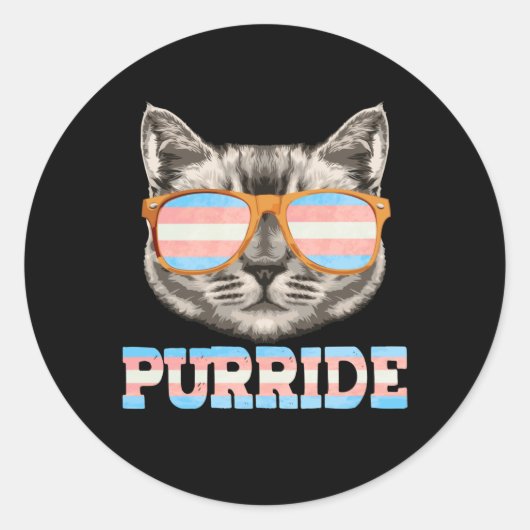 Purride Cat Pride LGBT Transgender Flag Trans Begl Runder Aufkleber (Vorderseite)