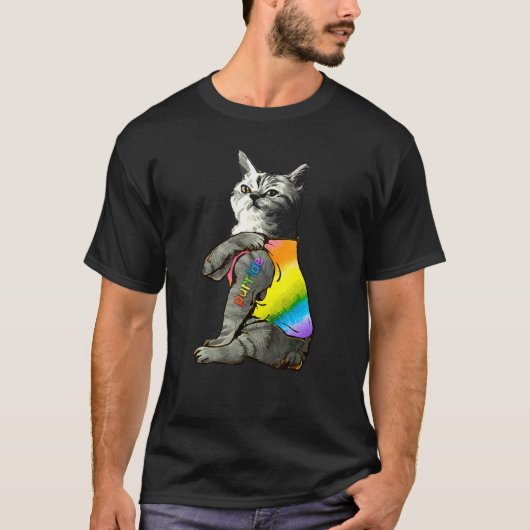 Purride Cat Pride Month Gay Rights Rainbow Cat Fl T-Shirt (Vorderseite)