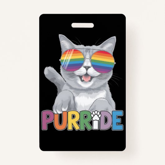Purride Cat Sonnenbrille Gay Pride Rainbow LGBTQ Ausweis (Vorderseite)