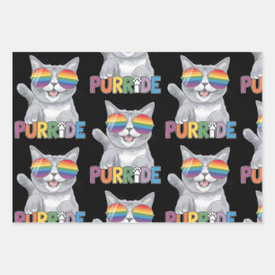 Purride Cat Sonnenbrille Gay Pride Rainbow LGBTQ Geschenkpapier Set