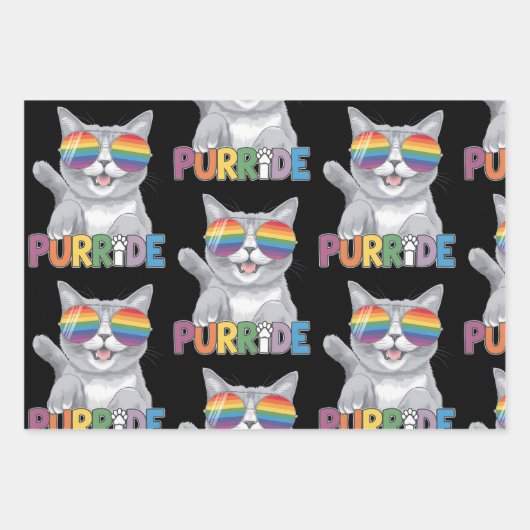 Purride Cat Sonnenbrille Gay Pride Rainbow LGBTQ Geschenkpapier Set (Vorderseite)