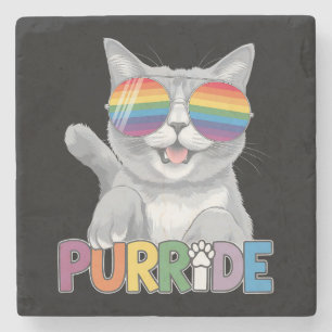 Purride Cat Sonnenbrille Gay Pride Rainbow LGBTQ Steinuntersetzer