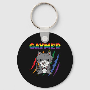 Purride Cat Video Game Gamer Lgbtq Rainbow Flag GG Schlüsselanhänger