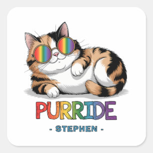 Purride - Cooler Katzenstolz LGBTQ Quadratischer Aufkleber